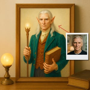 Custom Fantasy Elf Portrait, Personalized Wizard Style Artwork for Men, Birthday Gift