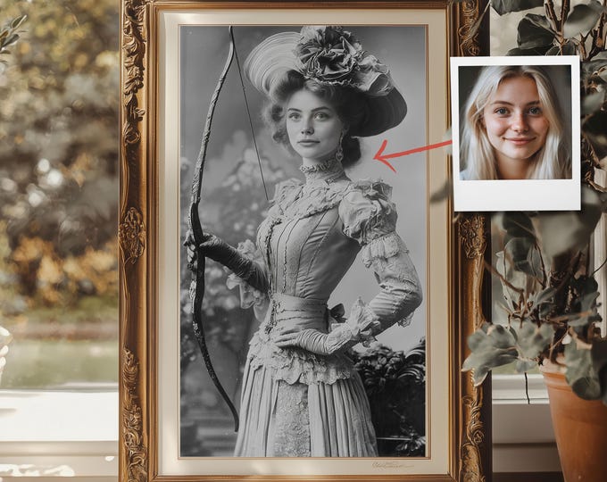 Custom Victorian Archer Portrait: Personalized Historical Wall Art