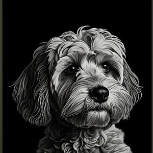 Delightful Cockapoo Portrait Scratchboard-Style Print | Perfect Dog Lover Gift, Modern Wall Decor, Unique Dog Art