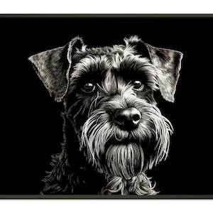 Charming Schnauzer Portrait Scratchboard-Style Print | Perfect Dog Lover Gift, Modern Wall Decor, Unique Dog Art