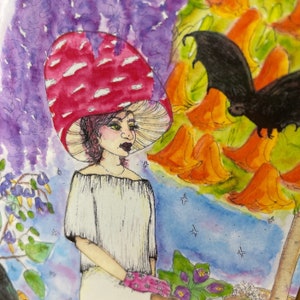 Garden Witch Bat Famiiar Print