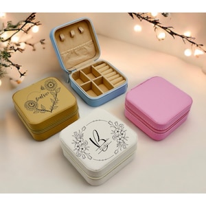 Engraved Jewellery Box, Travel Jewelry Organizer Kit, Custom Gift For Bridesmaid, Bridal Party Gifts, Custom Jewelry Box, San Valentino