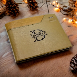Portefeuille en cuir personnalisé pour la fête des Pères - portefeuille en cuir gravé - portefeuille gravé - cadeau pour lui - cadeau pour papa