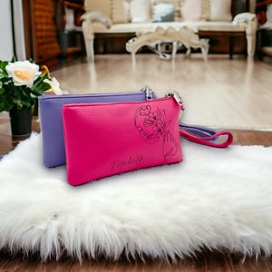 Trousse trucchi, custodia da borsa, custodia minimal da donna, piccola borsa morbida personalizzato, borsetta incisa con nome, monogramma