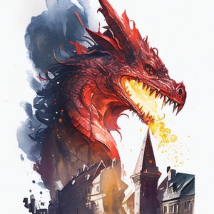 Dragon over castle