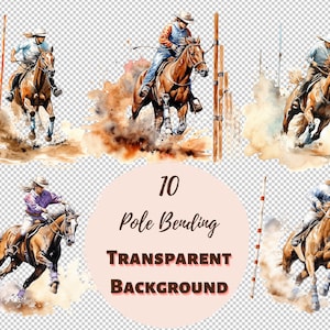Pole Bending, Rodeo Cowboys Clipart Bundle Collezione PNG trasparente, stampe digitali, clipart e trasferimenti per magliette e progetti fai da te