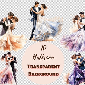 Ballroom clipart bundel - transparante PNG-collectie, digitale prints, clipart en transfers voor T-shirts en doe-het-zelf-projecten en meer!