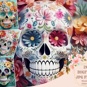 Embrace the Mexican Tradition with Calavera Skull Bundle! Digital Prints, Clipart, and Transfers for T-Shirts and DIY Projects and more!