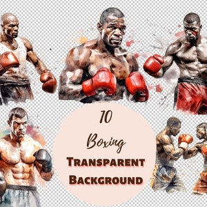 Paquete de imágenes prediseñadas de boxeo: colección PNG transparente, impresiones digitales, imágenes prediseñadas y transferencias para camisetas y proyectos de bricolaje y mucho más.