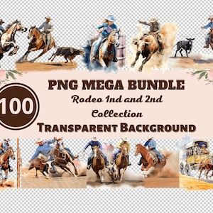 Rodeo 1a e 2a raccolta Mega Bundle 100 PNG Clipart - Collezione PNG trasparente, Grafica ad acquerello, Arte della parete della scuola materna