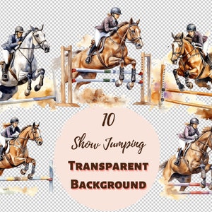 Saut d'obstacles, Cheval Clipart Bundle Collection PNG transparente, Impressions numériques, Clipart et Transferts pour T-shirts et projets de bricolage
