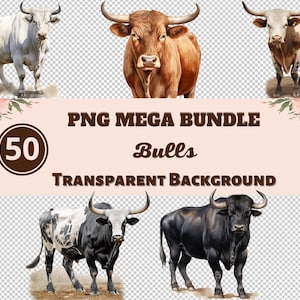 Bulls Mega Bundle 50 PNG Clipart - Transparante PNG-collectie, digitale prints, clipart, transfers voor T-shirts en doe-het-zelf-projecten!