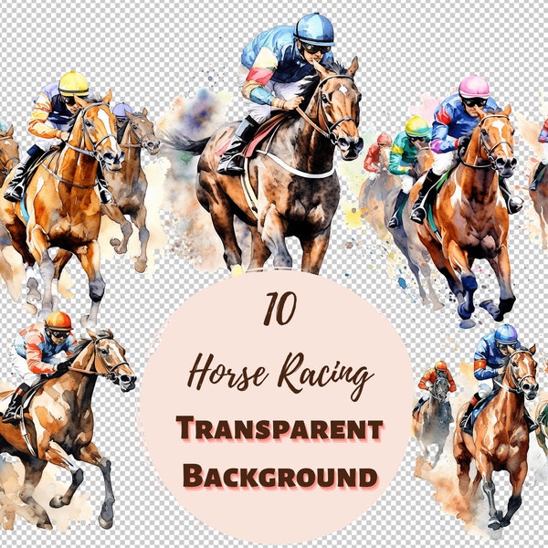 Horse Racing, Horse Clipart Bundle Transparent PNG Collection, Digital Prints, Clipart, and Transfers for T-Shirts and DIY Projects