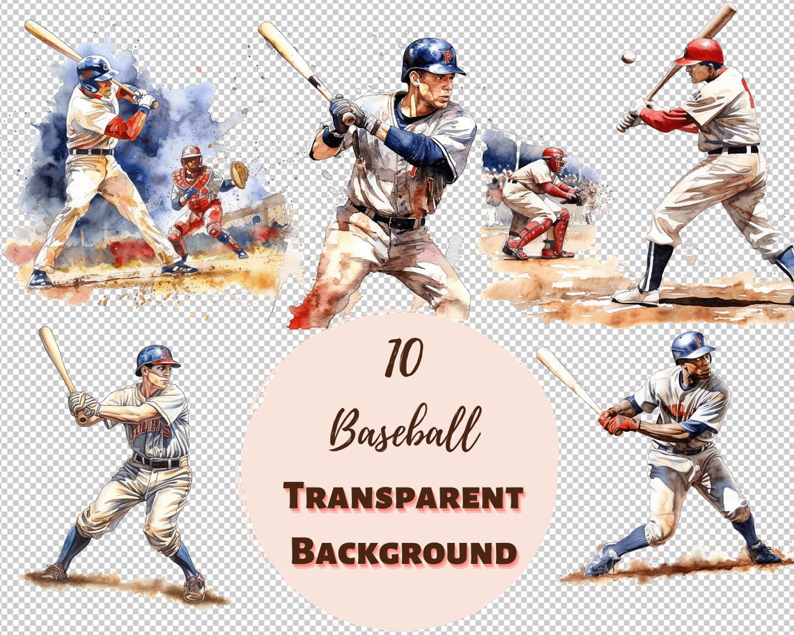 Baseball Clipart Bundle - Transparent PNG Collection, Digital Prints ...