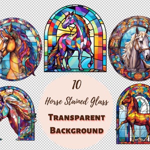 Ensemble de vitraux de cheval - Collection PNG transparente, impressions numériques, cliparts et transferts pour T-shirts et projets de bricolage !