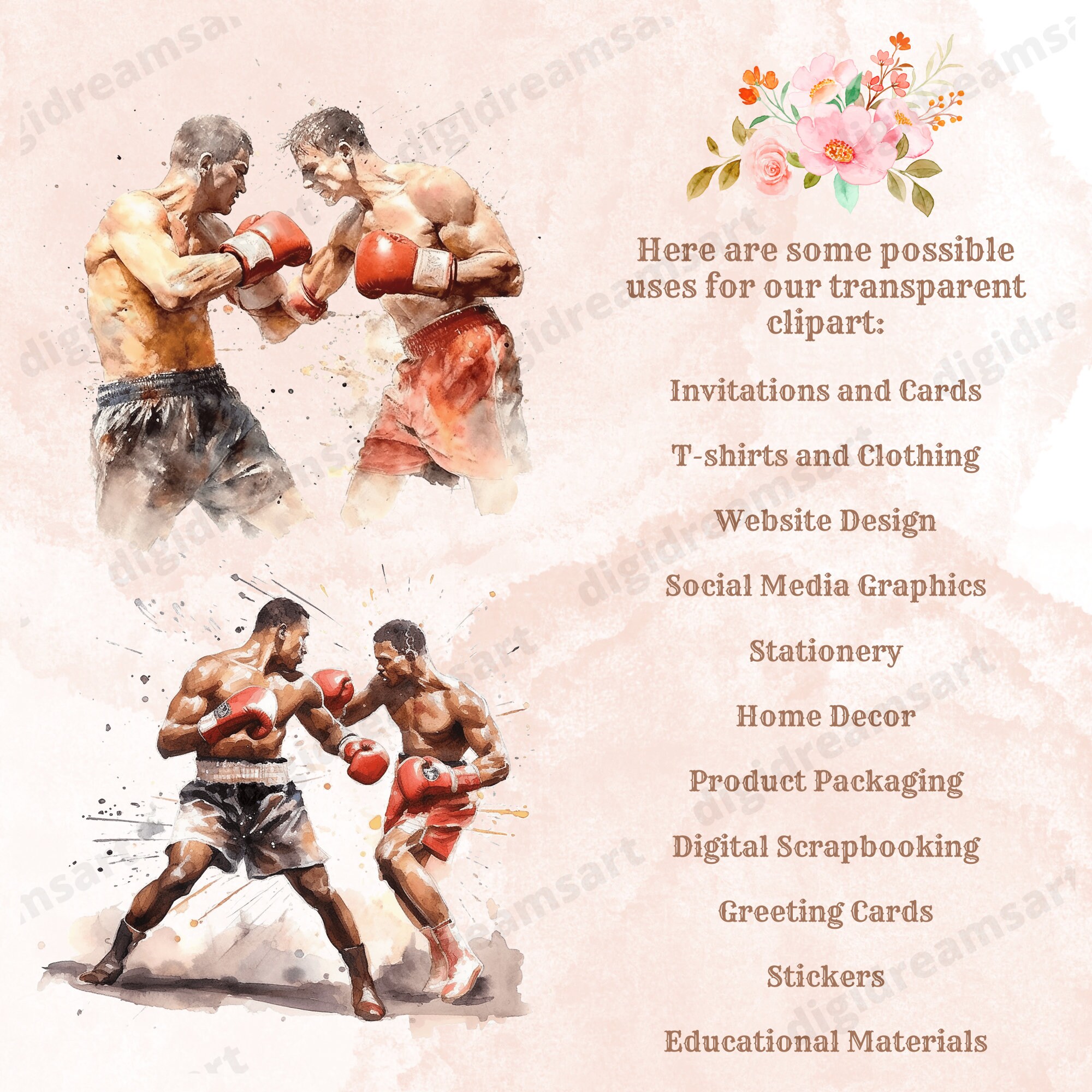 Project File On Boxing Boxing Clipart Bundle Transparent PNG Collection, Digital Prints ...