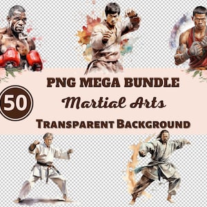 Martial Arts Mega Bundle 50 PNG Clipart Images - Transparent PNG Collection, Digital Prints and Transfers for T-Shirts and DIY Projects