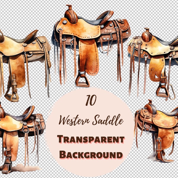 Western Saddle, Cowboys Clipart Bundle  Transparent PNG Collection, Digital Prints, Clipart, and Transfers for T-Shirts and DIY Projects