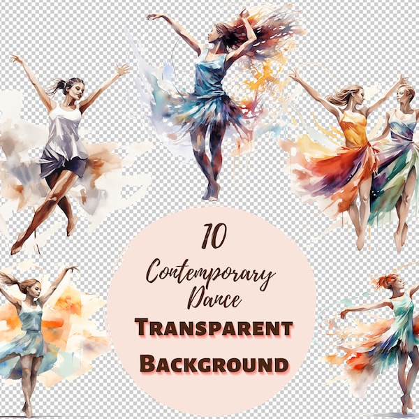 Contemporary Dance Clipart Bundle - Transparent PNG Collection, Digital Prints, Clipart, and Transfers for T-Shirts and DIY Projects