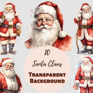 Pacote de design de Papai Noel - coleção de clipart transparente PNG, cor pastel, aquarela, arte de parede de berçário, decoração de chá de bebê
