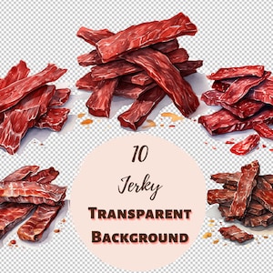 Pacchetto Jerky Clipart - Collezione PNG trasparenti, grafica ad acquerello, stampe digitali, trasferimenti per magliette e progetti fai da te
