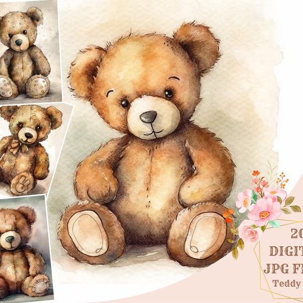 Cuddly and Cute Teddy Bear Design Bundle: Adorable Clipart, Digital Prints, and T-Shirt Transfers for Crafting and DIY Projects!