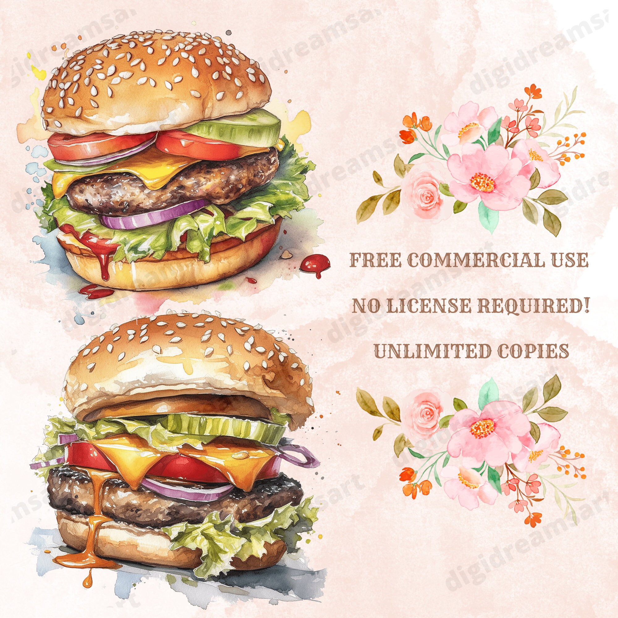 Cheeseburger Design Bundle PNG Transparent Clipart Etsy