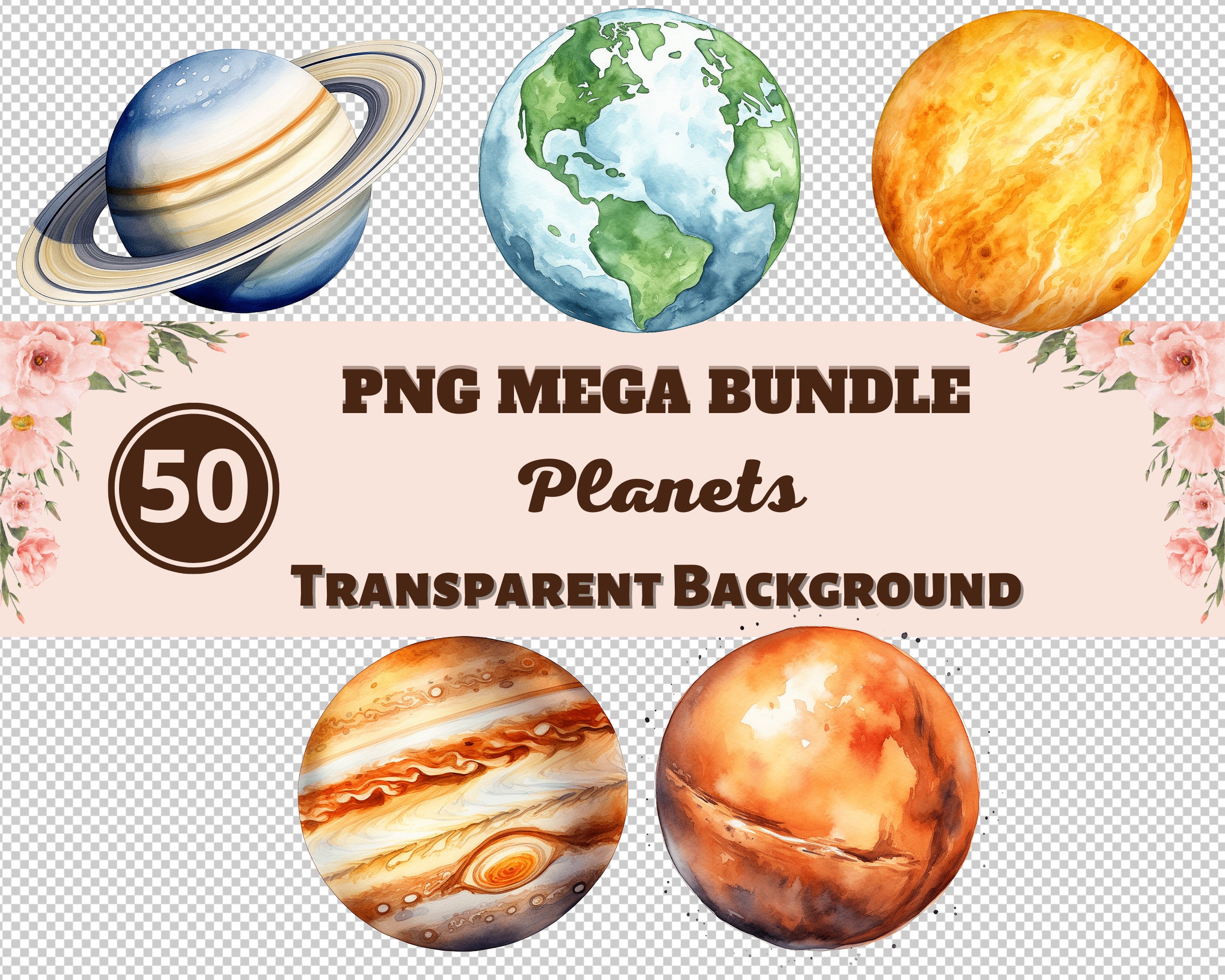 Planets Mega Bundle 50 PNG Clipart Images Transparent PNG Collection ...