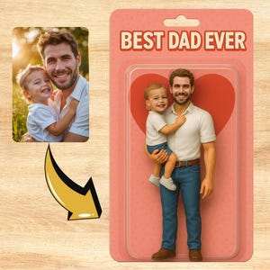 Vatertagsgeschenk - Verwandeln Sie Ihr Foto in eine Actionfigur, individuelles Toy Box Portrait | Papa und Kinder Digital Art Download | Geschenk für Mann