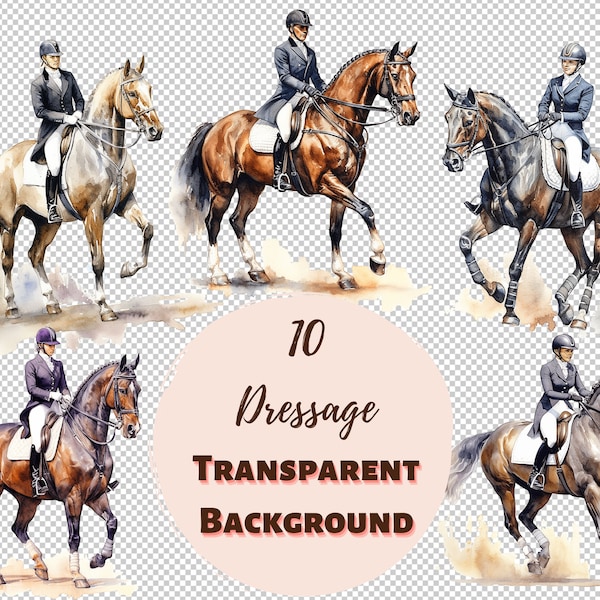 Dressage, Horse Clipart Bundle Transparent PNG Collection, Digital Prints, Clipart, and Transfers for T-Shirts and DIY Projects