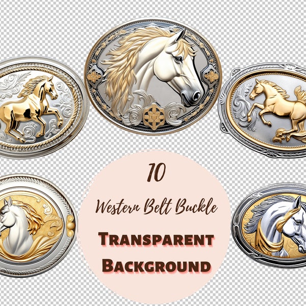 Western Belt Buckle, Cowboys Clipart Bundle  Transparent PNG Collection, Digital Prints, and Transfers for T-Shirts and DIY Projects