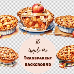 Apple Pie Design Bundle - PNG Transparent Clipart Collection, Watercolor Graphics, Nursery Wall Art, Baby Shower Decor and more