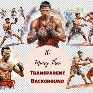 Paquete de imágenes prediseñadas de Muay Thai: colección PNG transparente, impresiones digitales, imágenes prediseñadas y transferencias para camisetas y proyectos de bricolaje y mucho más.