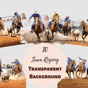 Team Roping, Rodeo Cowboys Clipart Bundle  Transparent PNG Collection, Digital Prints, Clipart, and Transfers for T-Shirts and DIY Projects