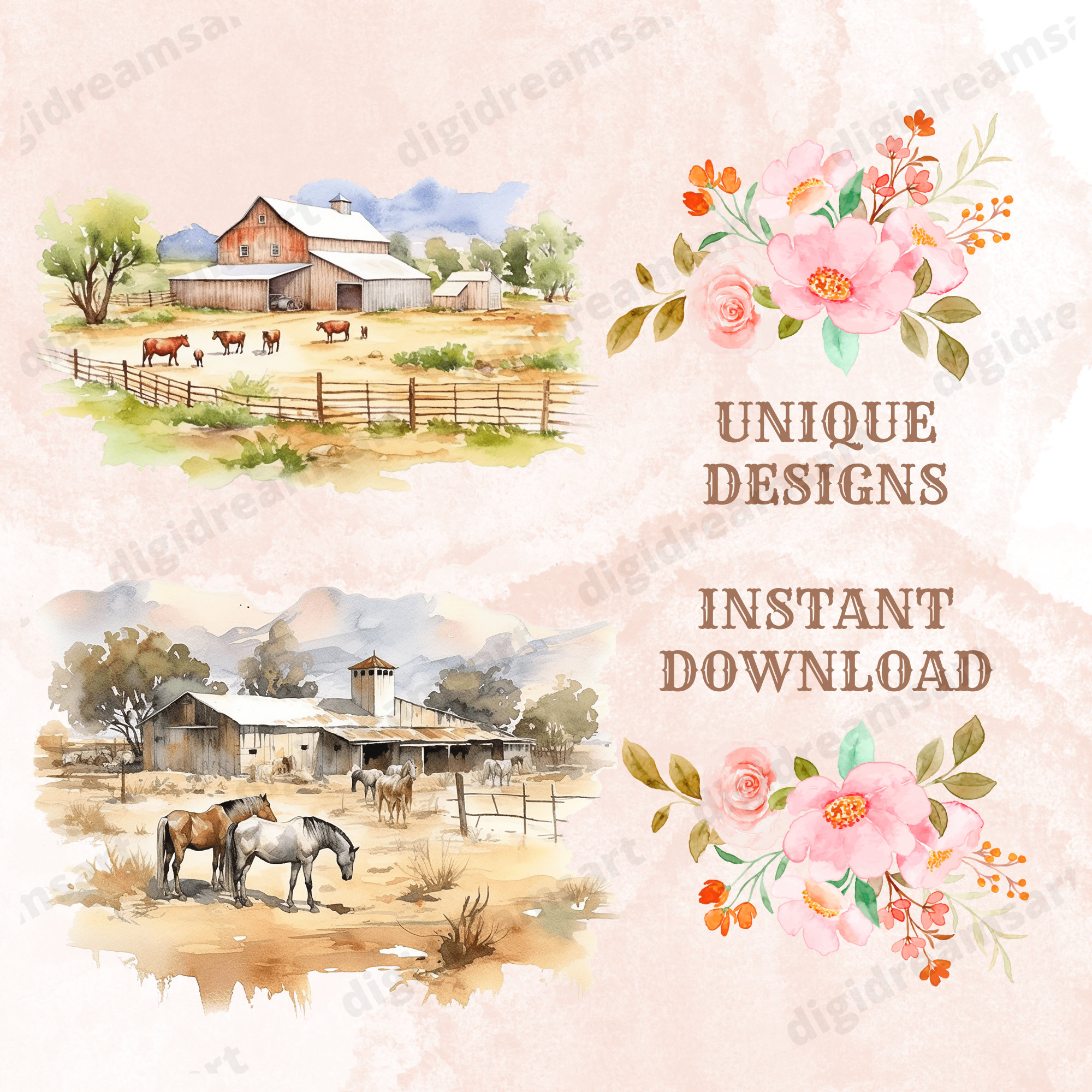Western Ranching Graphics Western Ranch Clipart Bundle Transparent PNG Collection - Etsy