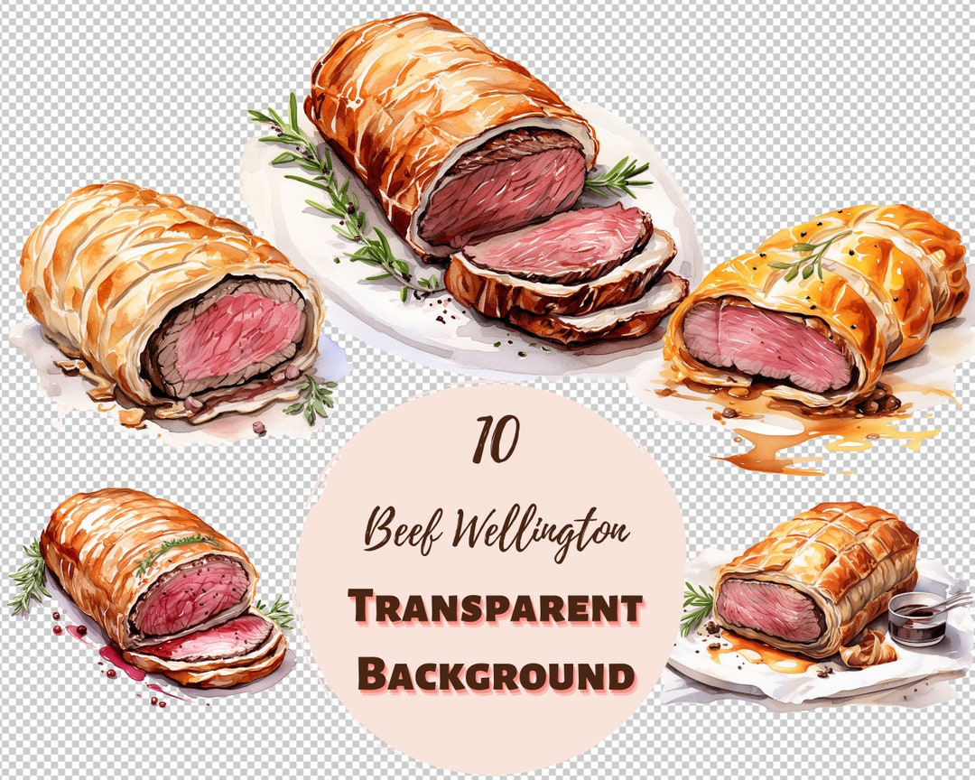 Beef Wellington Clipart Bundle Transparent PNG Collection, Watercolor