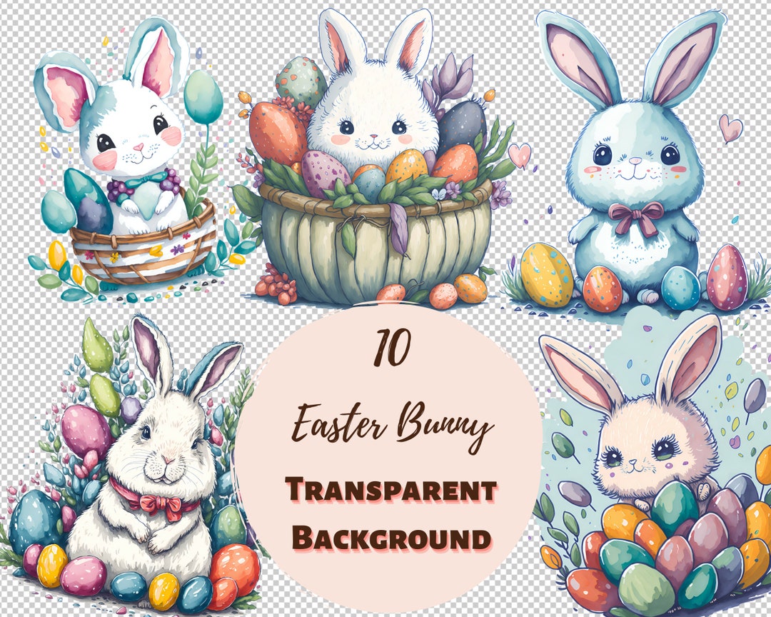 Easter Bunny Clipart Bundle - Transparent PNG Collection, Holiday ...