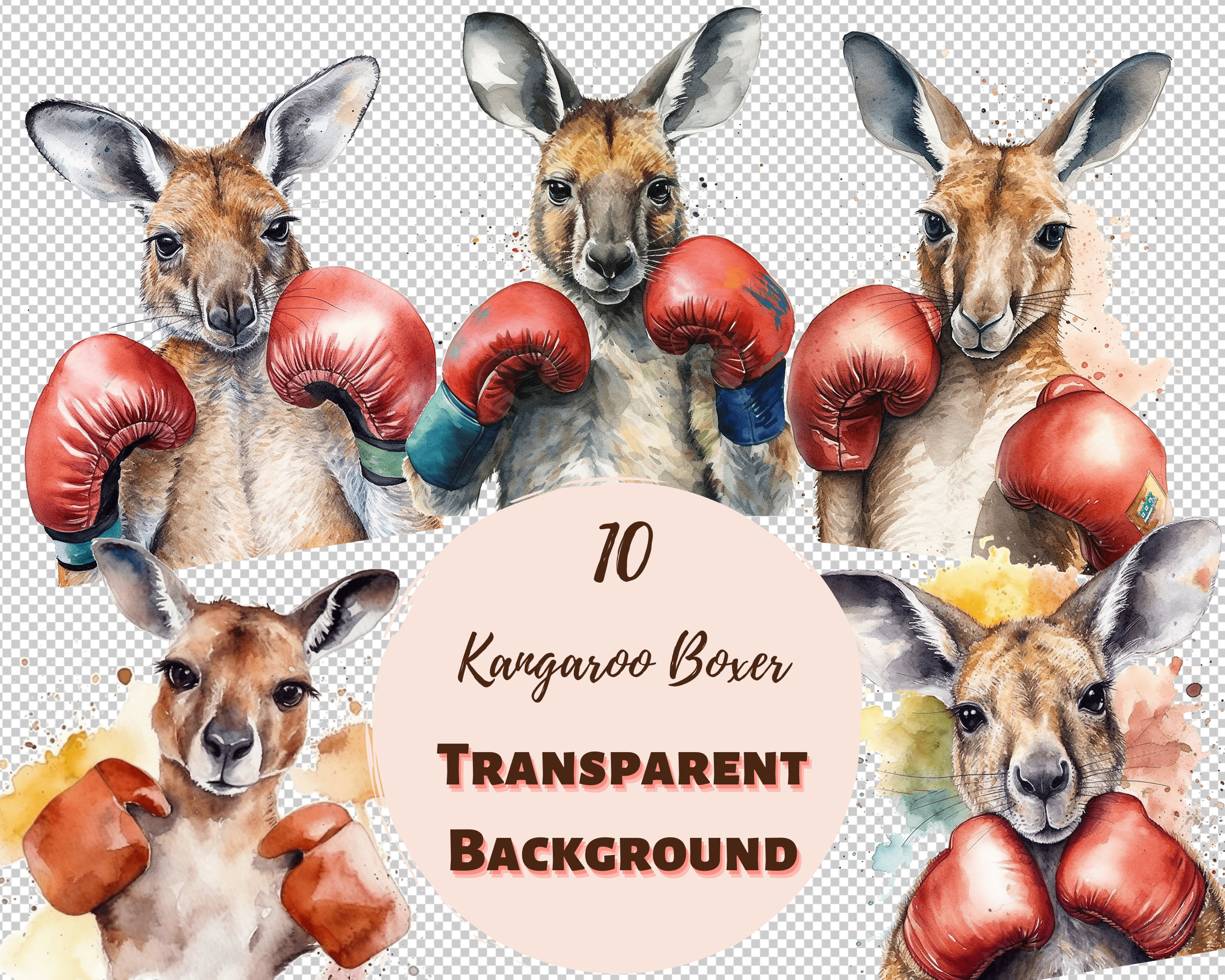 Kangaroo Glass Sculpture, Blown Glass Animal, Boxing Kangaroo Art