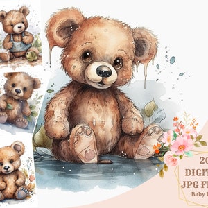 Simpatico pacchetto di design per orsetti: adorabili clipart, stampe digitali e trasferibili su t-shirt per progetti artigianali e fai-da-te!