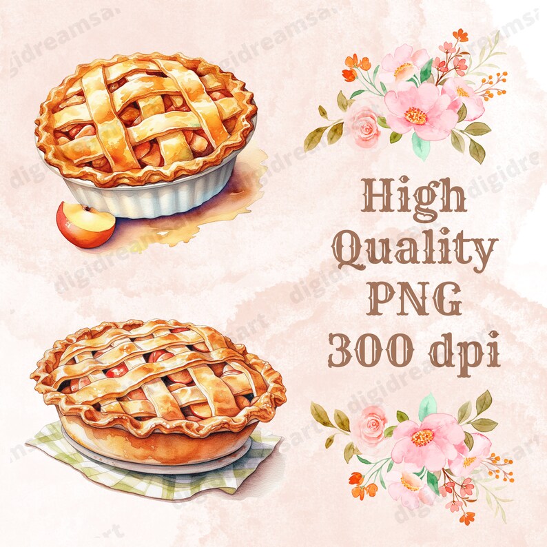 Apple Pie Design Bundle PNG Transparent Clipart Collection Etsy
