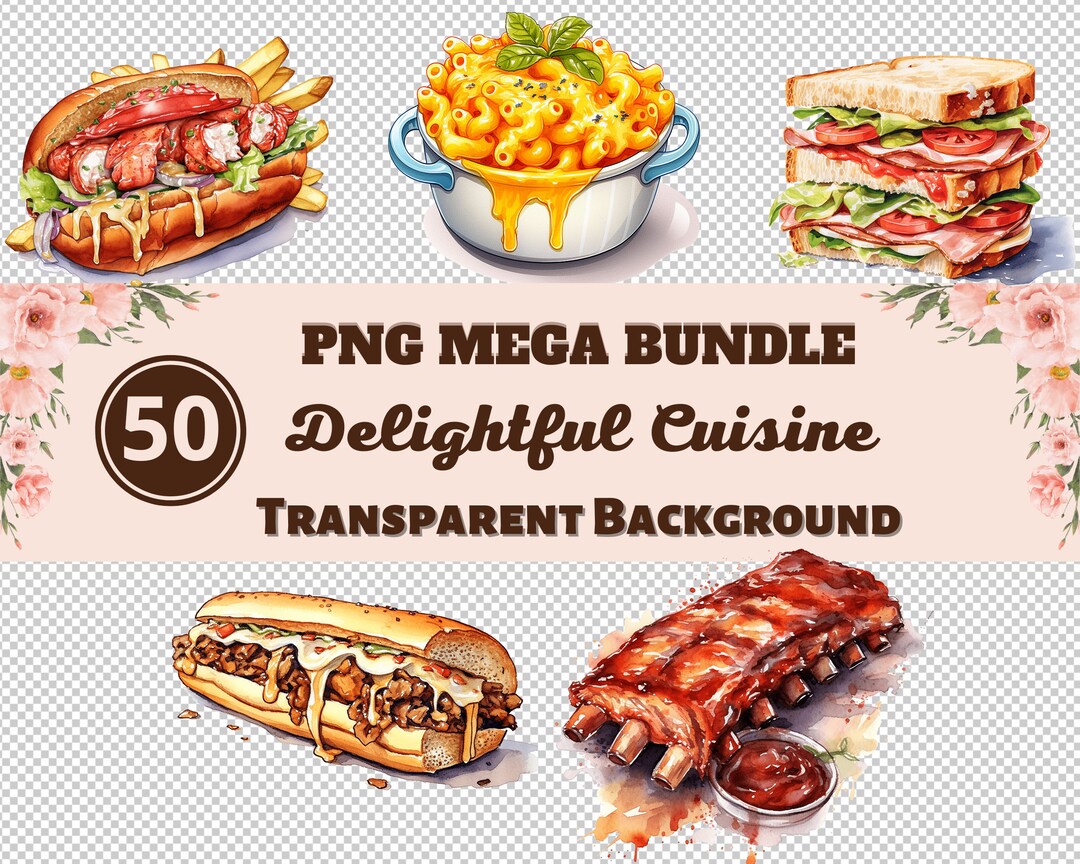 Delightful Cuisine Mega Bundle 50 PNG Clipart Images Transparent PNG ...
