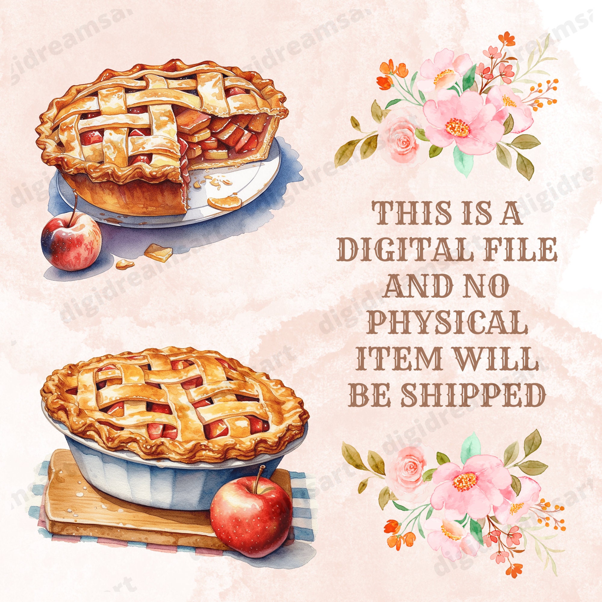 Apple Pie Design Bundle PNG Transparent Clipart Collection Etsy