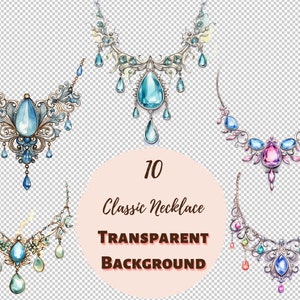 Paquete de diseño de collar clásico: colección de imágenes prediseñadas transparentes PNG, gráficos de acuarela, arte de pared de guardería, proyectos de bricolaje y más