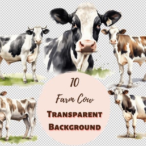 Farm Cow Clipart Bundle - Transparante PNG-collectie, digitale prints, clipart en transfers voor T-shirts en doe-het-zelf-projecten en meer!