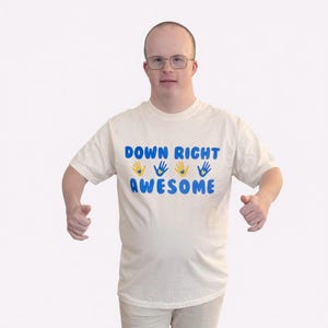 Down Right T-Shirt | Blue & Yellow Handprint Design | World Down Syndrome Day