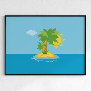 The Island - Druckbare Kunst - Digitale Kunst - Pixel Kunst - Digitale & druckbare Pixel Kunst - Druckbare Wandkunst, Digitaldruck, digitaler Download