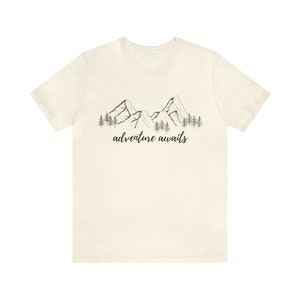 Adventure Awaits Mountain Adventurer Shirt for Wanderers, Free Spirits, Digital Nomads, Wanderlust, Travel, Traveler, Hiker, Camper image 1