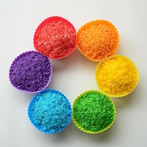 Rainbow Sensory Rice, Colorful Bin Filler for Kids, Montessori Sensory Play, Fine Motor, Dyed Rice for Crafting, Sorting, Small World Play