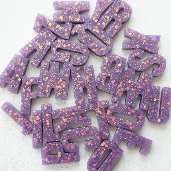 Dusty Purple Resin Alphabet Letters, Uppercase, Montessori Learning, Sensory Play