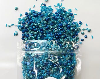 Shimmering Pond Sensory Filler, Blue Green Bin Base for Kids, Calm Water Play, Montessori Sensory Rice, Frog Small World, Fine Motor